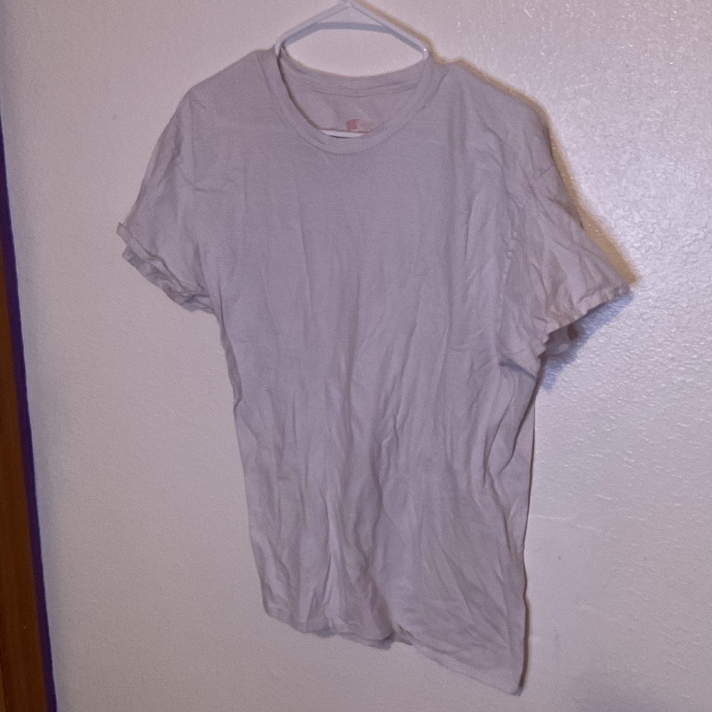 Hanes White Short Sleeve Crew Neck Tee